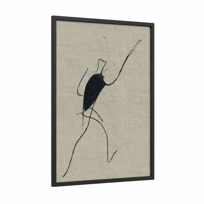 Minimalist Tennis Serve framed art print — black wood frame — black and cream palette