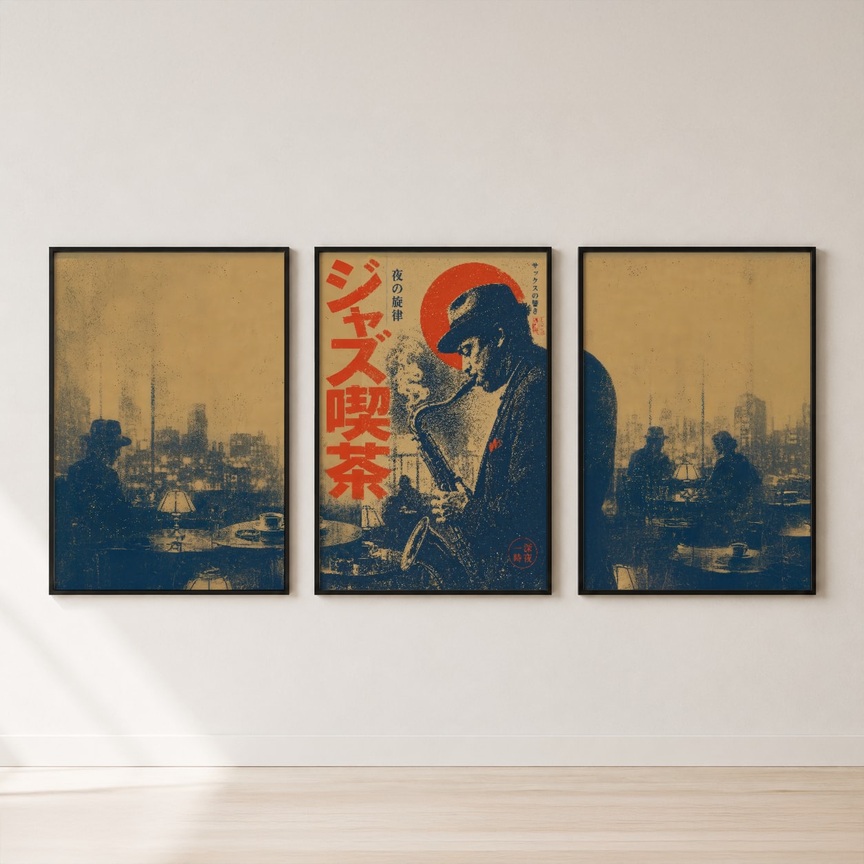 Jazz Musician Triptych Set Wall Art — set hero