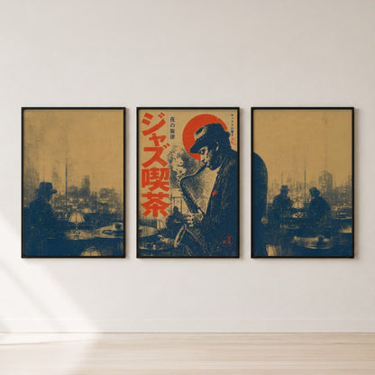 Jazz Musician Triptych Set Wall Art — set hero