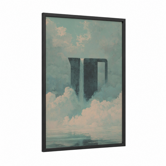 Celestial Pitcher framed aquarius print — black wood frame — aquamarine and cream palette