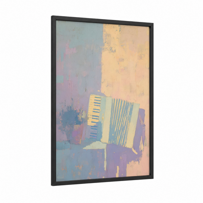 Dreamy Accordion framed art print — black wood frame — cream and lavender palette