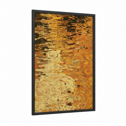 Golden Wahoo framed art print — black wood frame — gold and orange palette