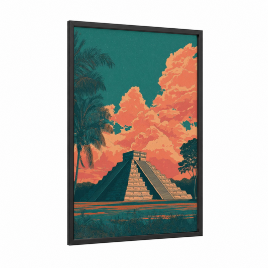 Crimson Hagia Sophia framed hagia sofia print — black wood frame — teal and pumpkin palette