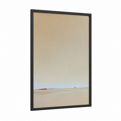Abstract Landscape Horizon framed abstract classic print — black wood frame — beige and blue palette