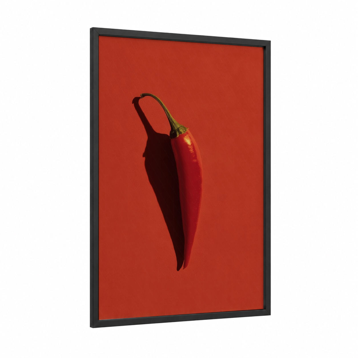 Crimson Chili Pepper framed vegetable print — black wood frame — red palette