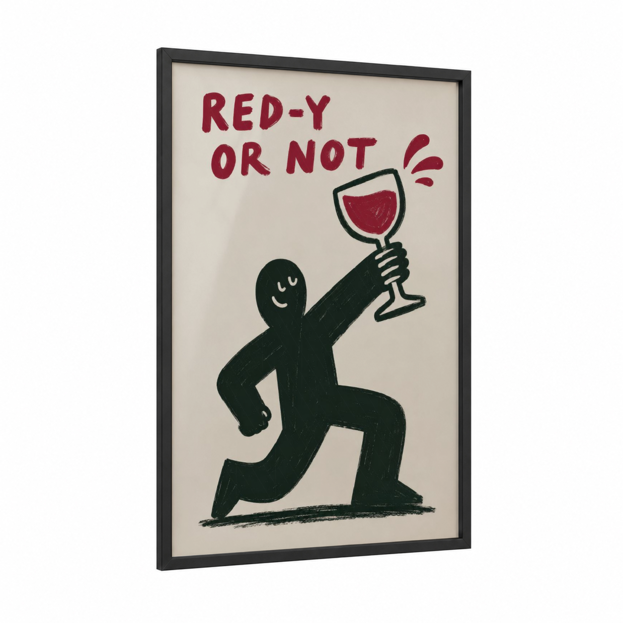 Red Wine Celebration Wall Art framed art print — black wood frame — red and black palette