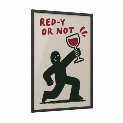 Red Wine Celebration Wall Art framed art print — black wood frame — red and black palette