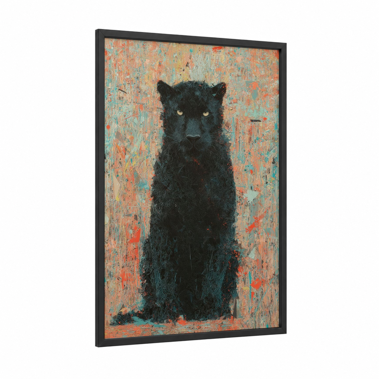 Mystical Panther framed art print — black wood frame — black palette
