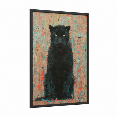 Mystical Panther framed art print — black wood frame — black palette