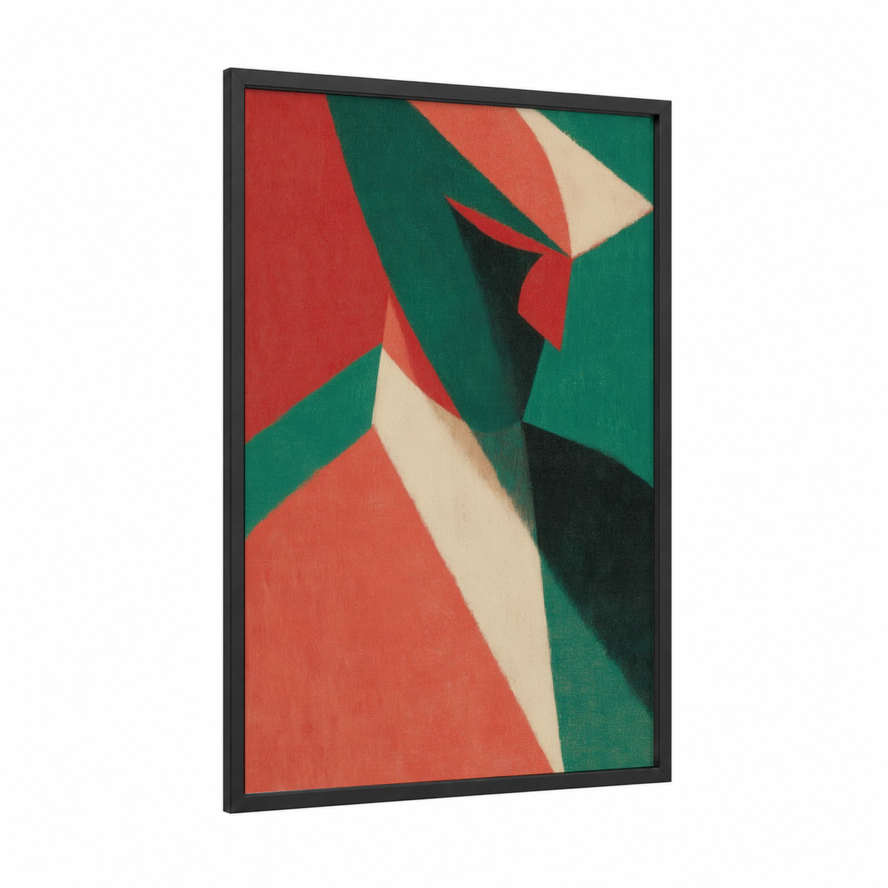 Festive Geometric Cinco framed cinco de mayo print — black wood frame — red and true green palette