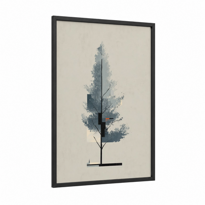 Modern Cypress framed cypress tree print — black wood frame — gray and black palette