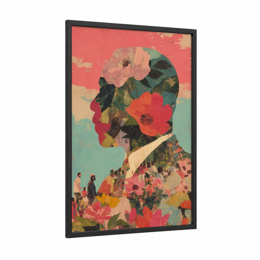 Dream Silhouette framed martin luther king jr day print — black wood frame — teal and cream palette