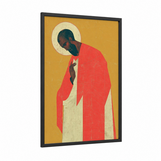 Crimson Saint Paul framed st. paul print — black wood frame — gold and red palette