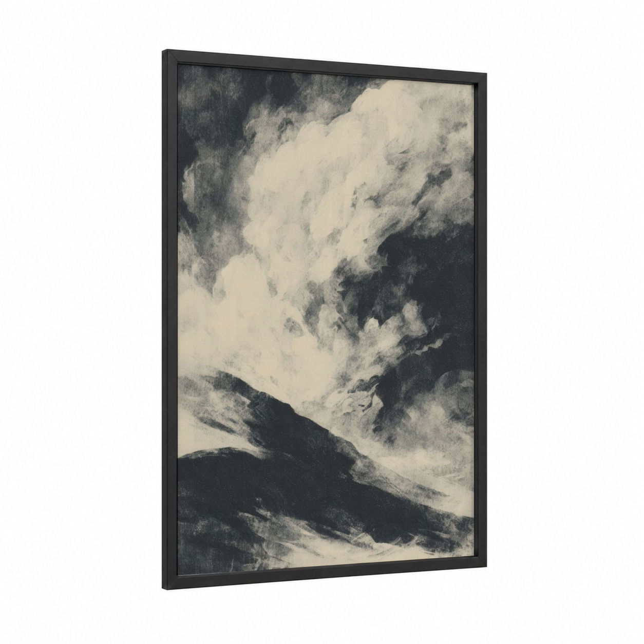 Mystical Storm Cloud framed wiccan print — black wood frame — black and white and gray palette