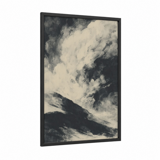 Mystical Storm Cloud framed wiccan print — black wood frame — black and white and gray palette