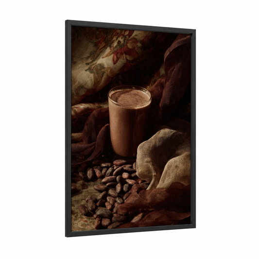 Chocolate Milkshake Vintage framed art print — black wood frame — brown and maroon palette