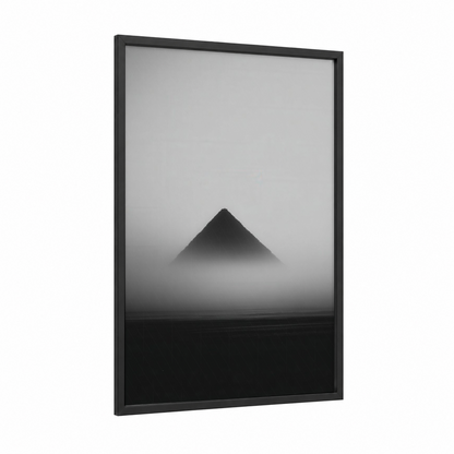 Misty Pyramid framed great pyramid of giza print — black wood frame — black and white and gray palette
