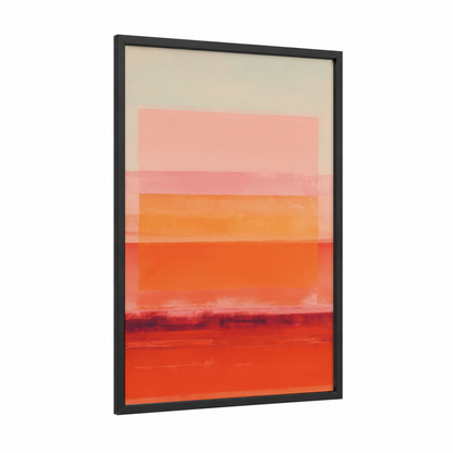 Crimson Horizon framed abstract expressionism print — black wood frame — orange and red palette