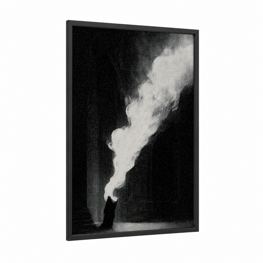 Mystical Smoke Ascension framed magic and witchcraft print — black wood frame — black and white palette