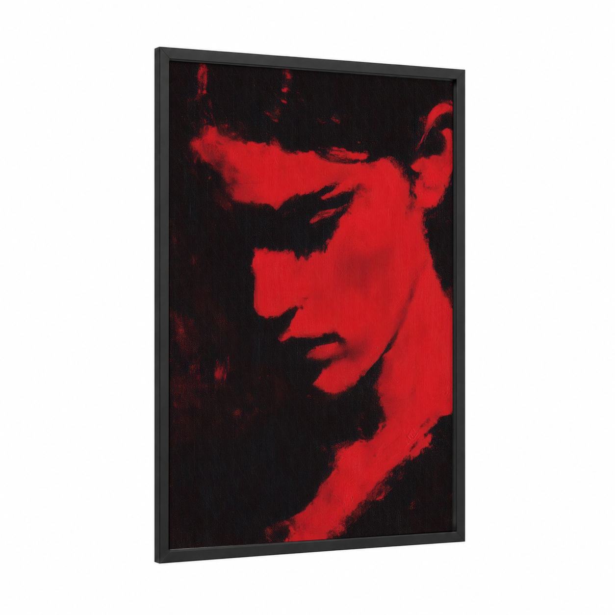 Crimson Flamenco framed art print — black wood frame — red and black and red palette