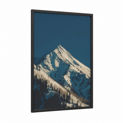 Alpine Morning framed morning sky print — black wood frame — blue and white and dark blue palette