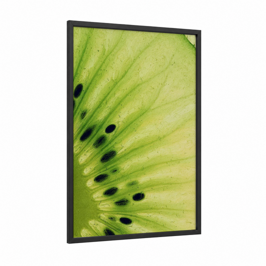 Lime Cross Section framed fruit print — black wood frame — lime green and yellow gold palette