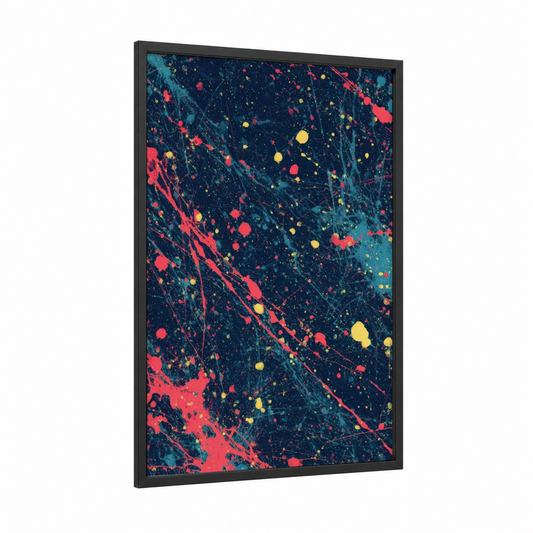 Cosmic Nebula framed art print — black wood frame — teal and magenta palette