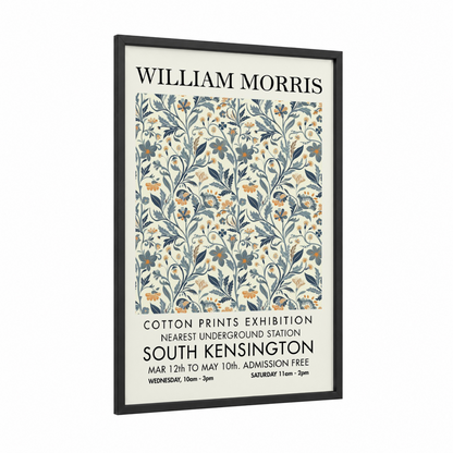 Morris Floral framed abstract flower print — black wood frame — cream palette
