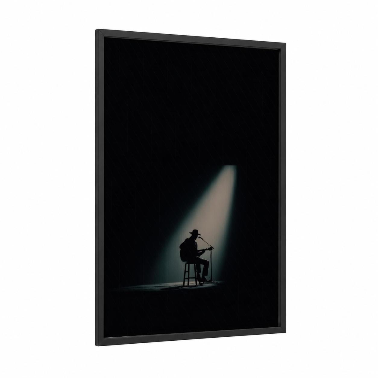 Spotlight Performer framed country print — black wood frame — black and white and dove gray palette