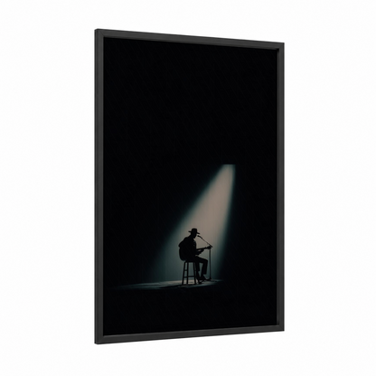 Spotlight Performer framed country print — black wood frame — black and white and dove gray palette