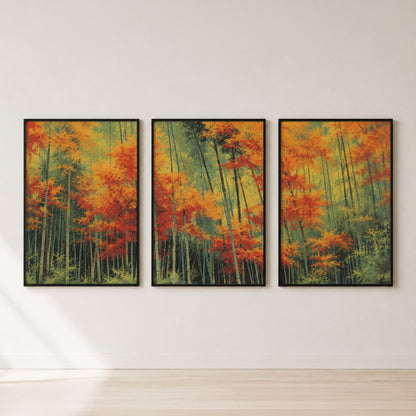 Autumn Aspen Forest Triptych Wall Art Set — set hero