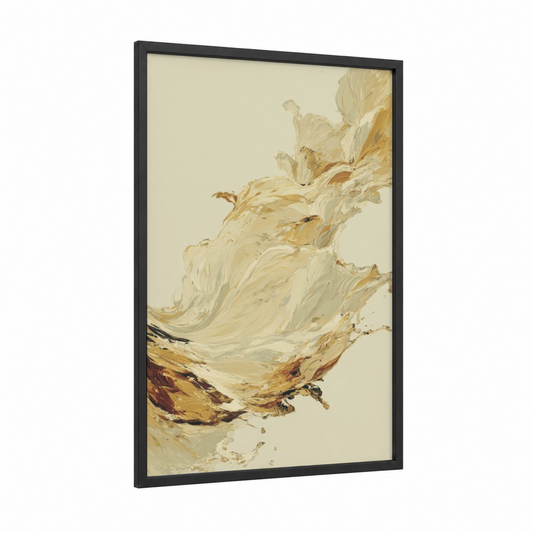 Elegant White Wine framed art print — black wood frame — cream and gold palette