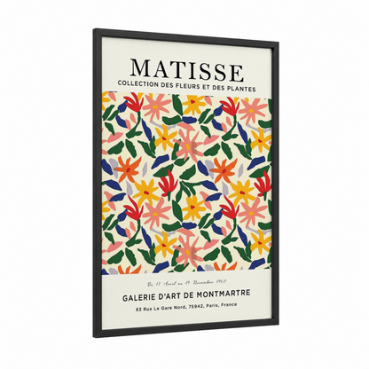 Matisse Floral framed abstract flower print — black wood frame — cream palette