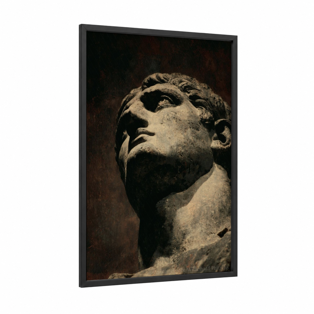 Constantine Uplifted framed constantine the great print — black wood frame — cream and black and white palette