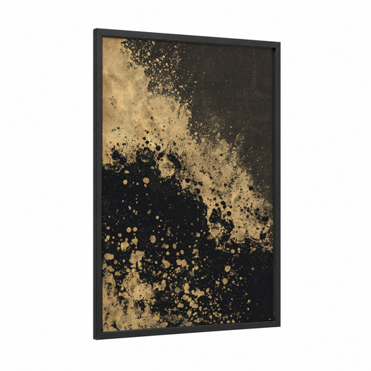 Champagne Celebration framed art print — black wood frame — gold and black palette