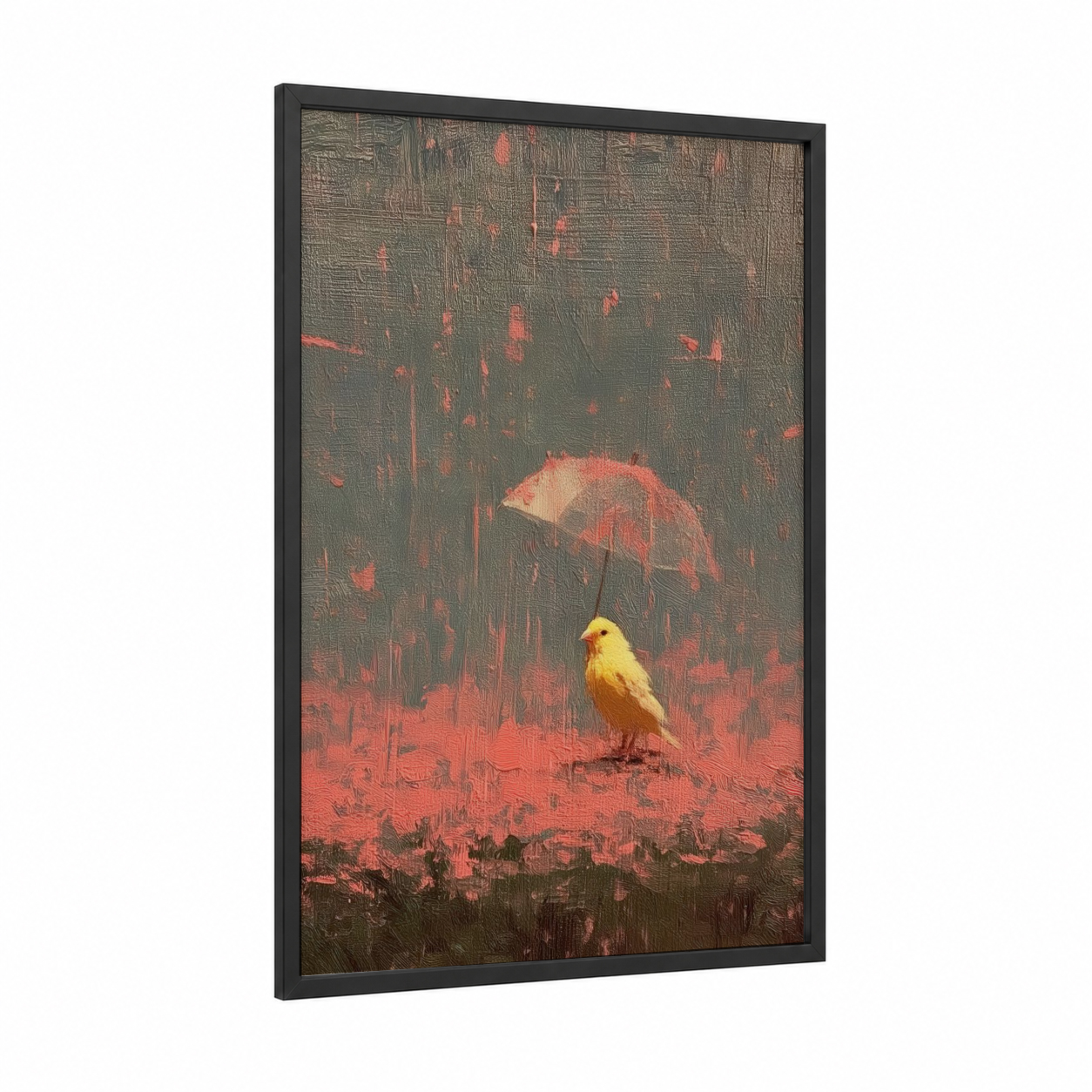 Golden Canary framed canaries print — black wood frame — gold palette