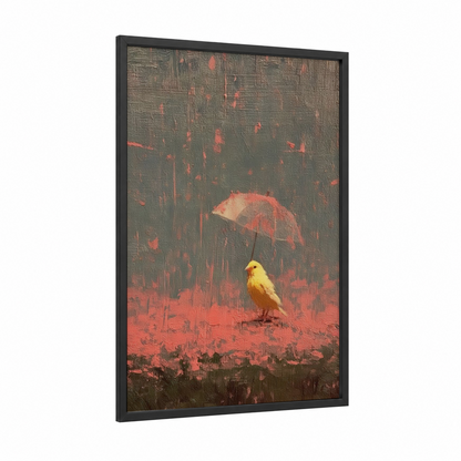 Golden Canary framed canaries print — black wood frame — gold palette