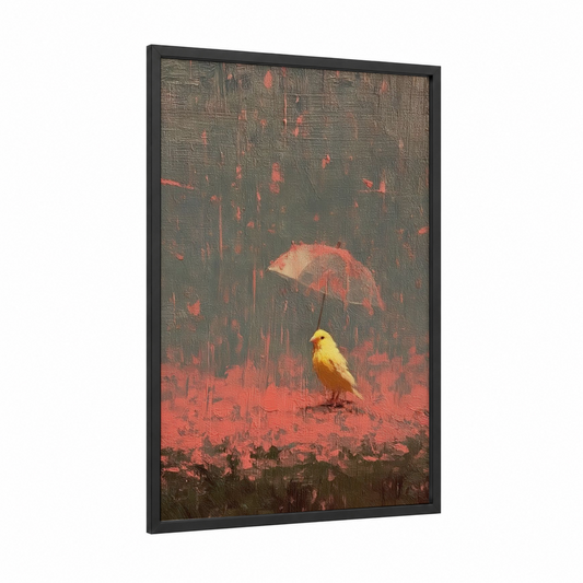 Golden Canary framed canaries print — black wood frame — gold palette