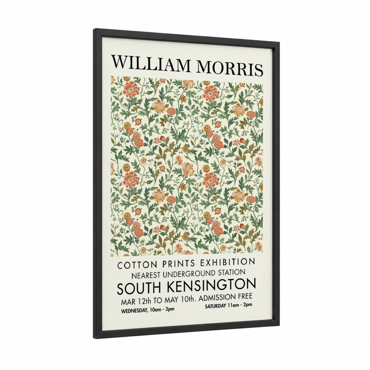 Marigold Tapestry framed abstract flower print — black wood frame — cream and sage green palette
