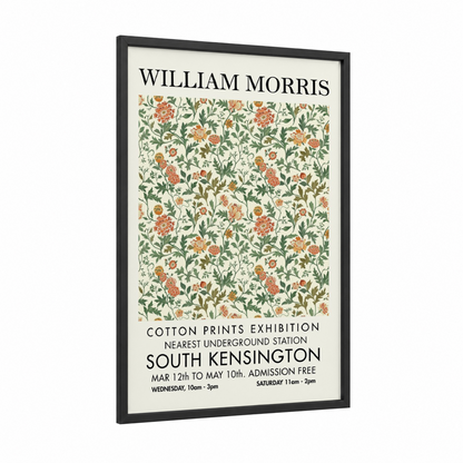 Marigold Tapestry framed abstract flower print — black wood frame — cream and sage green palette