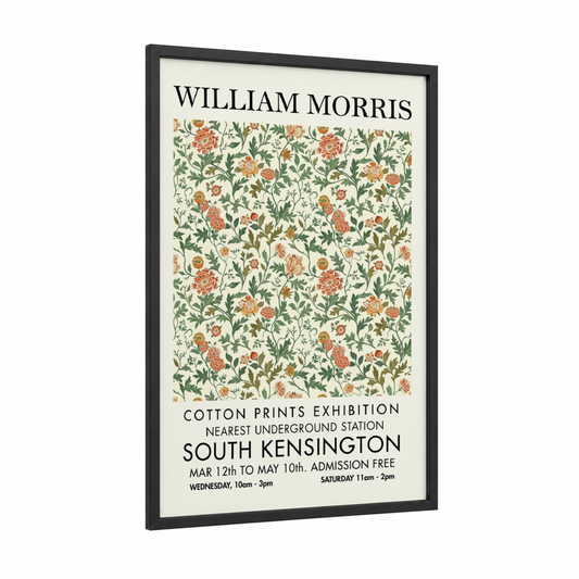 Marigold Tapestry framed abstract flower print — black wood frame — cream and sage green palette