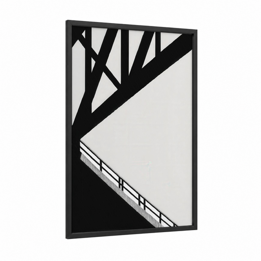 Industrial Bridge framed bridges print — black wood frame — black and white palette
