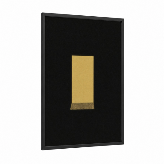 Golden Stack framed money print — black wood frame — gold and black palette
