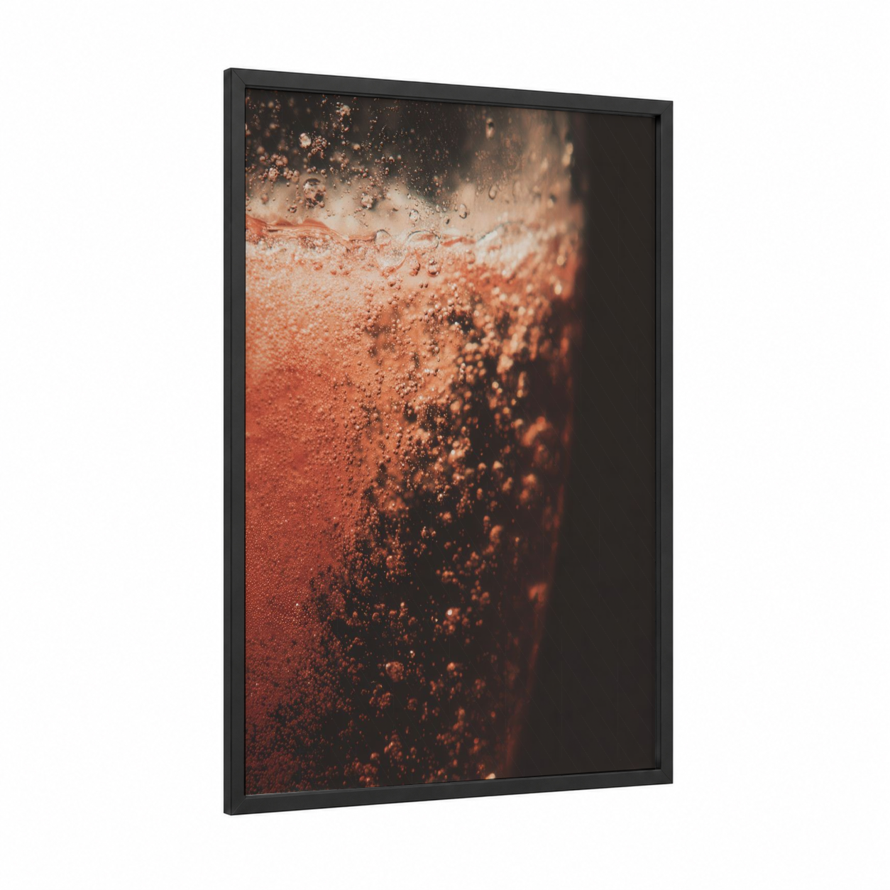 Sparkling Rosé framed rose wine print — black wood frame — rose gold palette