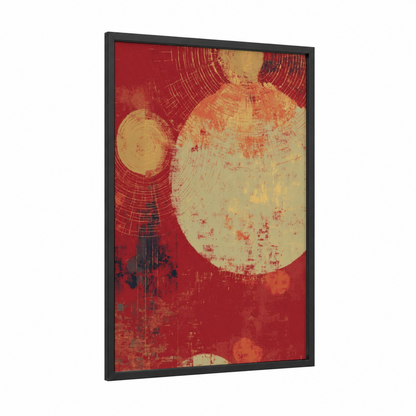 Celestial Islam framed art print — black wood frame — red and gold palette