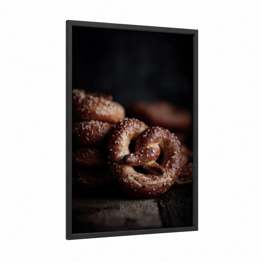 Cinnamon Sugar Pastries framed baking print — black wood frame — brown and black palette